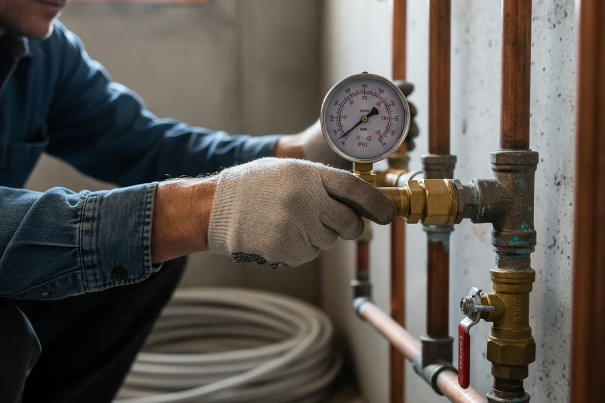 Pressure testing a repaired line during Water Line Repair in Columbia City